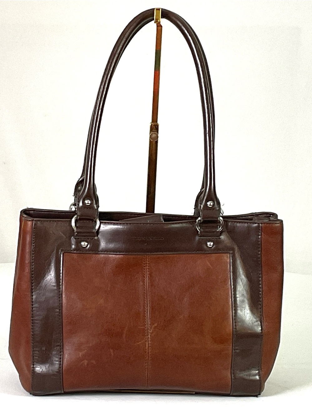 NWOT-Tignanello-classic chestnut leather-top handle/shoulder bag